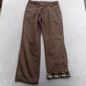 Eastern Mountain Sports Mens 36 Brown Flannel Lined Cotton Canvas Chino Pants